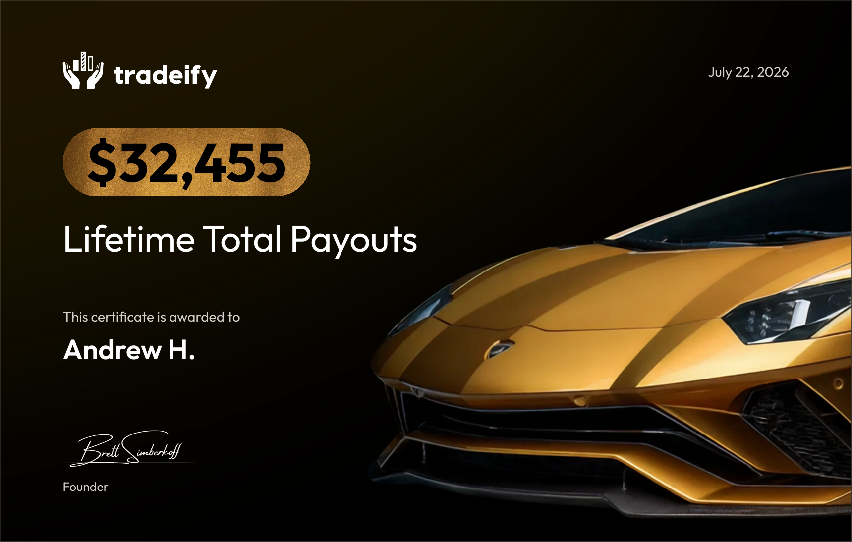 Tradeify lifetime payout certificate