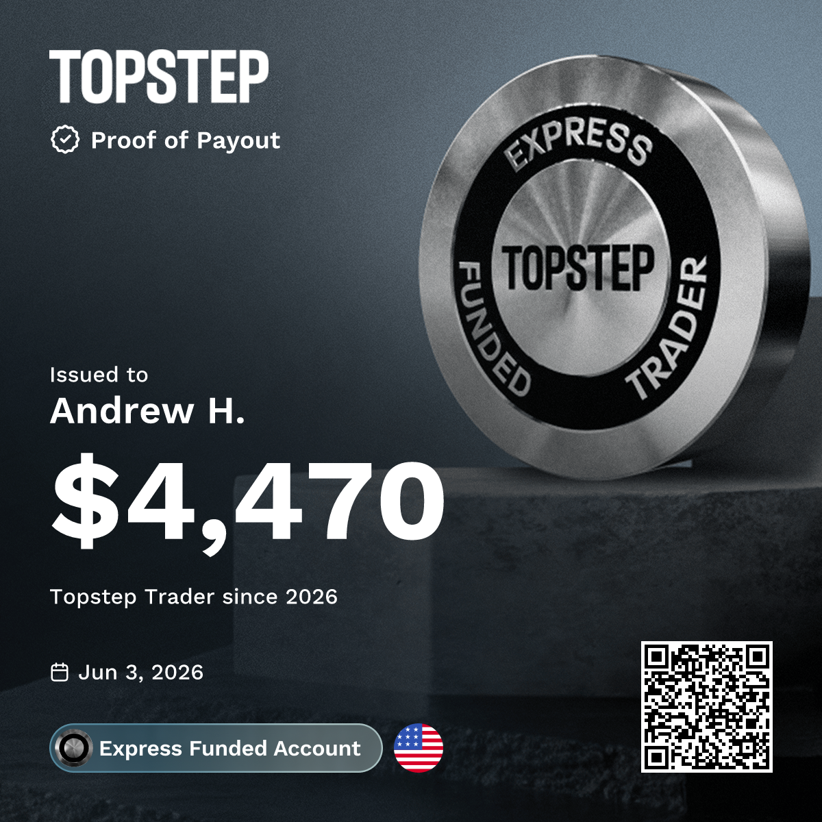 Topstep proof of payout for $4,470